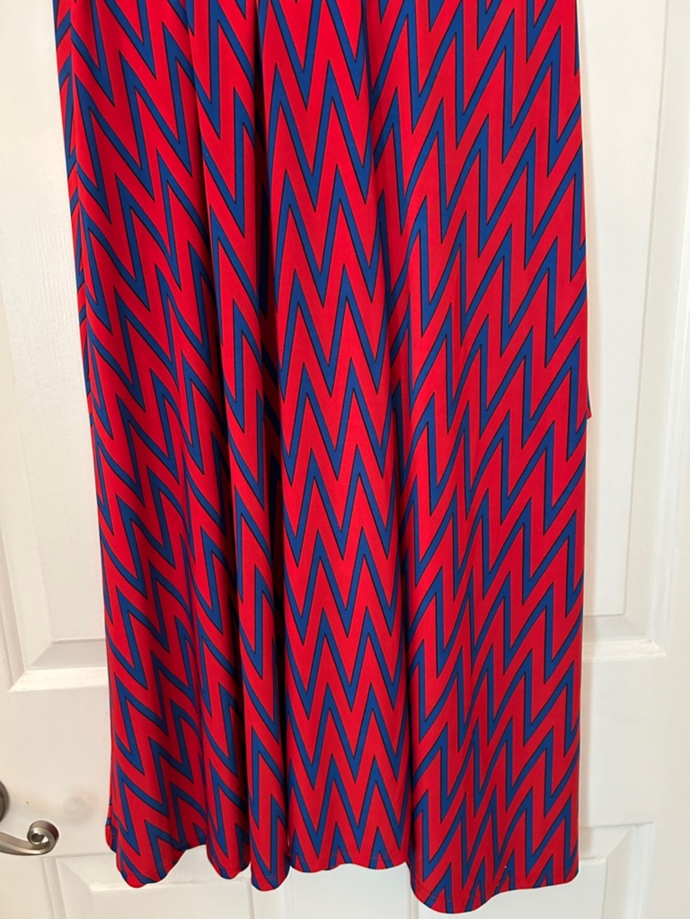 Red and Blue Chevron Maxi Skirt